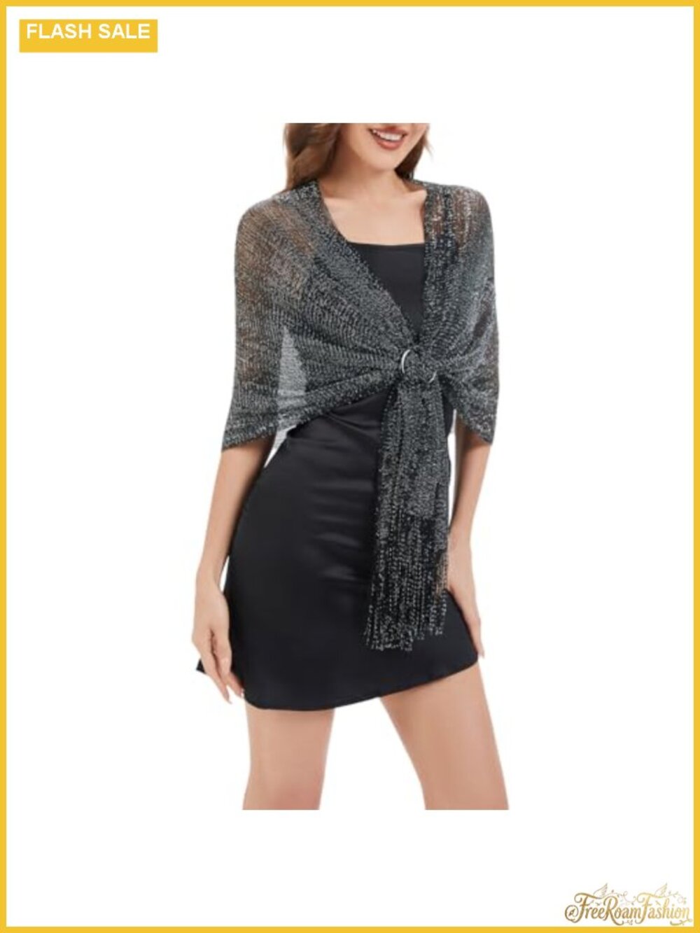 Metallic Sparkling Shawl Wrap with Buckle for Evening Dresses Wedding Formal